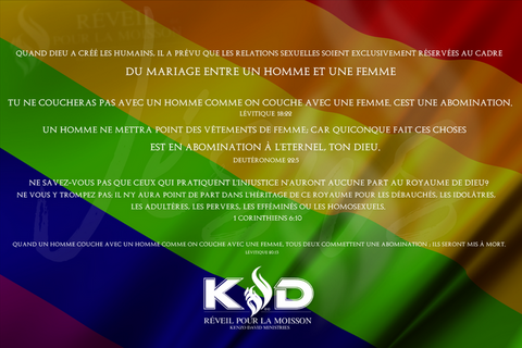 Tu ne coucheras pas avec un homme comme on couche avec une femme. C’est une abomination.